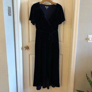 Chelsea28 Small Blue Velvet wrap dress - NWOT